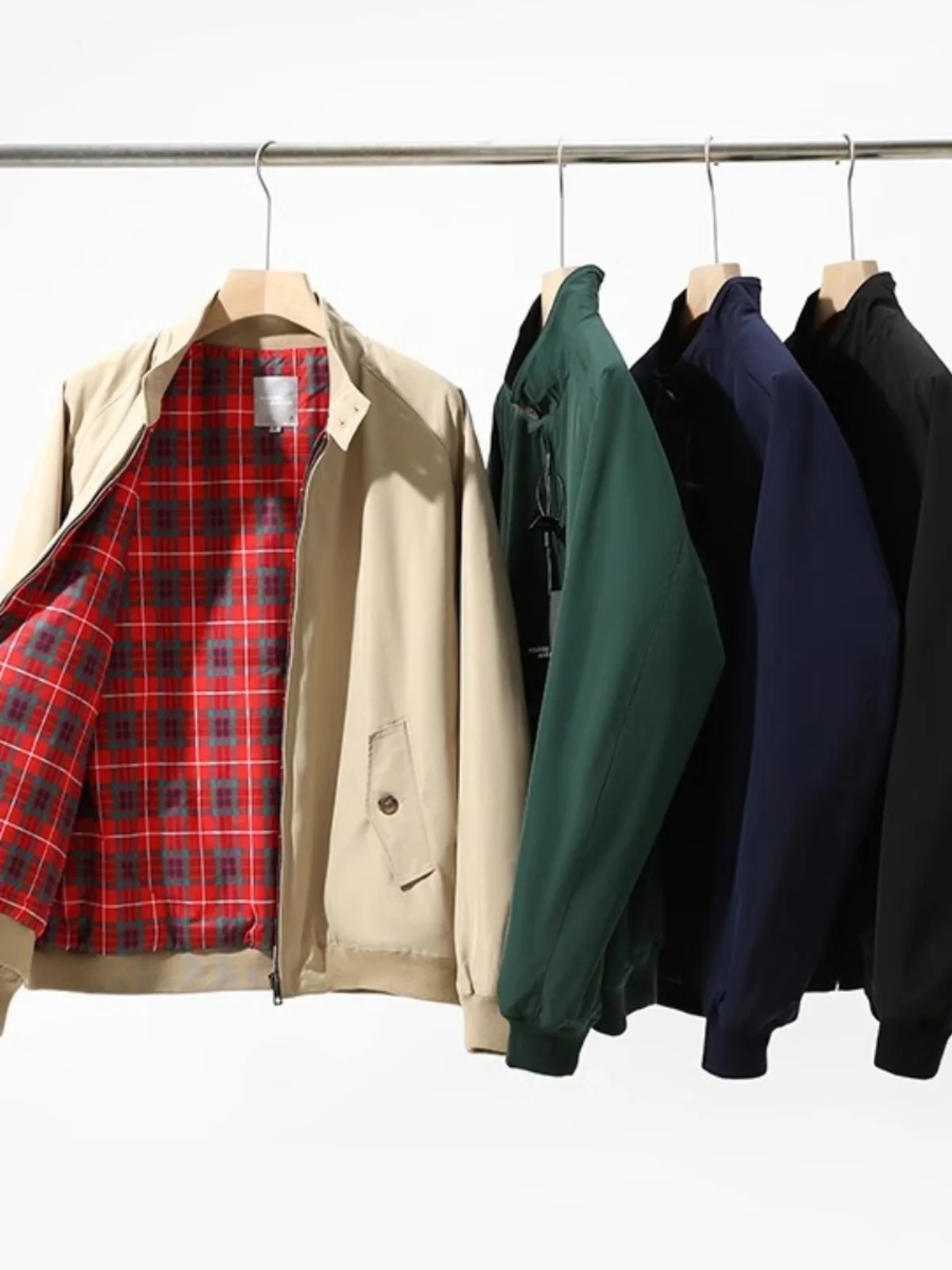 American Retro Flight Jacket Hard Man Spring Autumn Pure Color Stand Collar Three Proof Outerwear for Men Fashion Urban Style