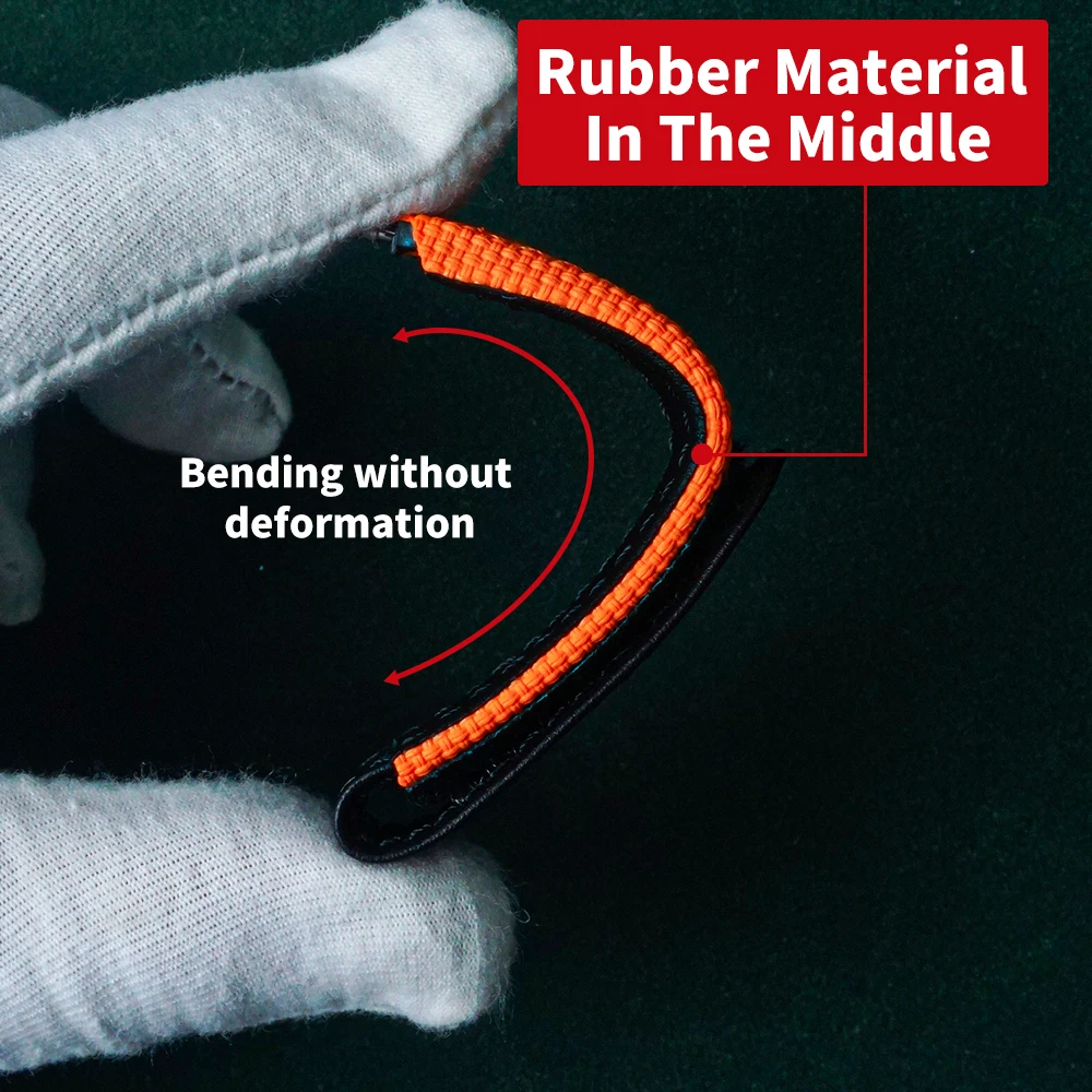 حزام سحري هجين من النايلون FKM Fluorubber الفاخر لساعة ريتشارد ميل RM030 المقاومة للماء مع خطاف وحلقة قابلة للتعديل