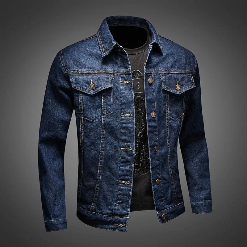 

Male Jean Coats Blue Slim Fit Cargo Men's Denim Jacket Worn Branded In Lowest Price One Piece Large Size Outwear Korean Style G