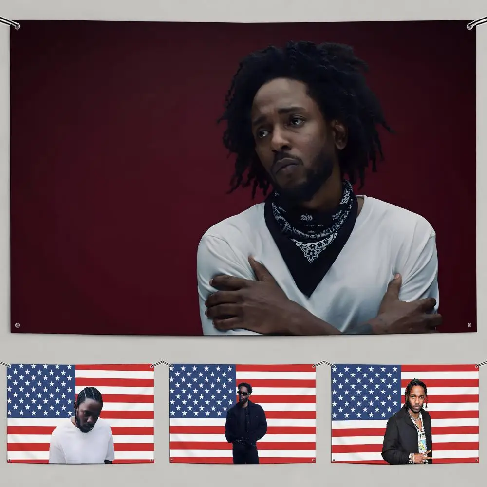 Rapper Kendrick Lamar Flags Flags Minimalist Fabric   Outdoor Garden Banner Hanging Sign for Shop Home Decor