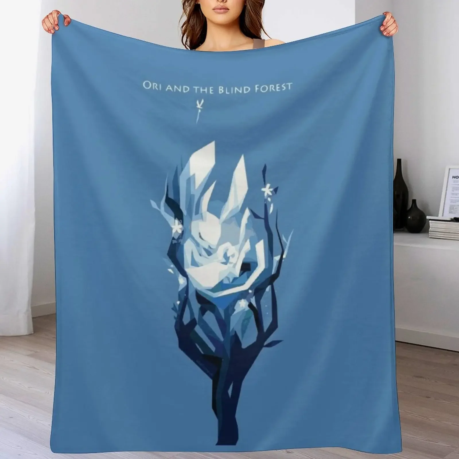 

Ori Sleeping - Ori and the Will of Wisps - In The Blind Forest Throw Blanket Cozy Napping Blanket Gift for Mom Dad