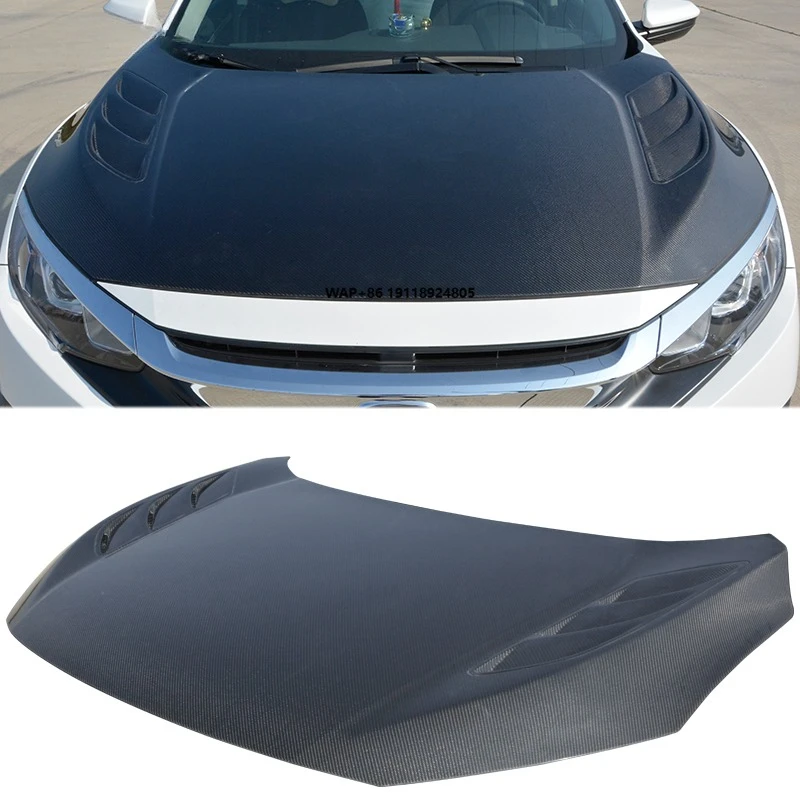 

For 10th Gen for 2017-2020 Front Bonnet Engine Hood Style a Carbon Fiber Auto Body System New Condition