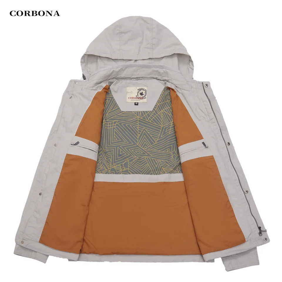CORBONA 2024 New Men Oversized Jacket Army Force Outdoor Fashion Multi Pockets Windproof Windbreaker Coat Navy Blue Green Parka