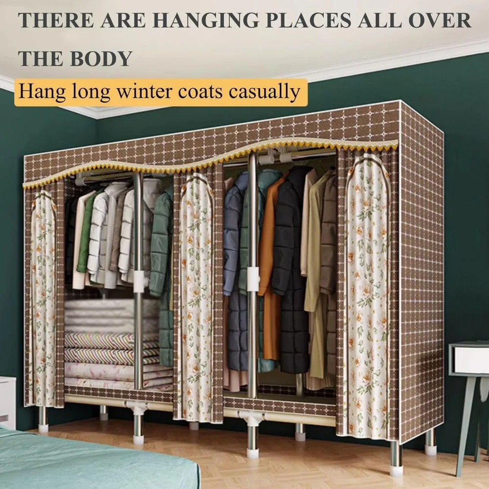 منظم خزانة ملابس من القماش المحمول لغرفة النوم - إطار فولاذي موفر للمساحة، متوفر بمقاسات 85 سم و110 سم و162 سم