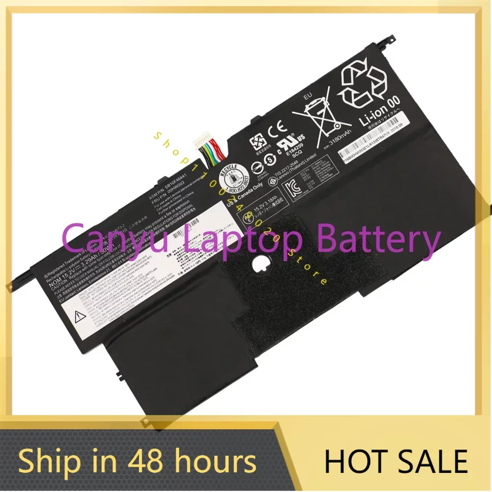 

2024 00HW003 Battery For Lenovo ThinkPad X1 Carbon Gen3 2015 00HW002 SB10F46441 SB10F46440 15.2V 50Wh 3290mAh New