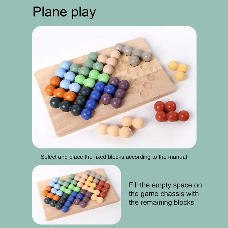 Color Sorting Stacking Toys Wooden Rainbow Board Games Stacking Bead Toys 72 Challenges Brain Teaser Sorting Puzzle Game