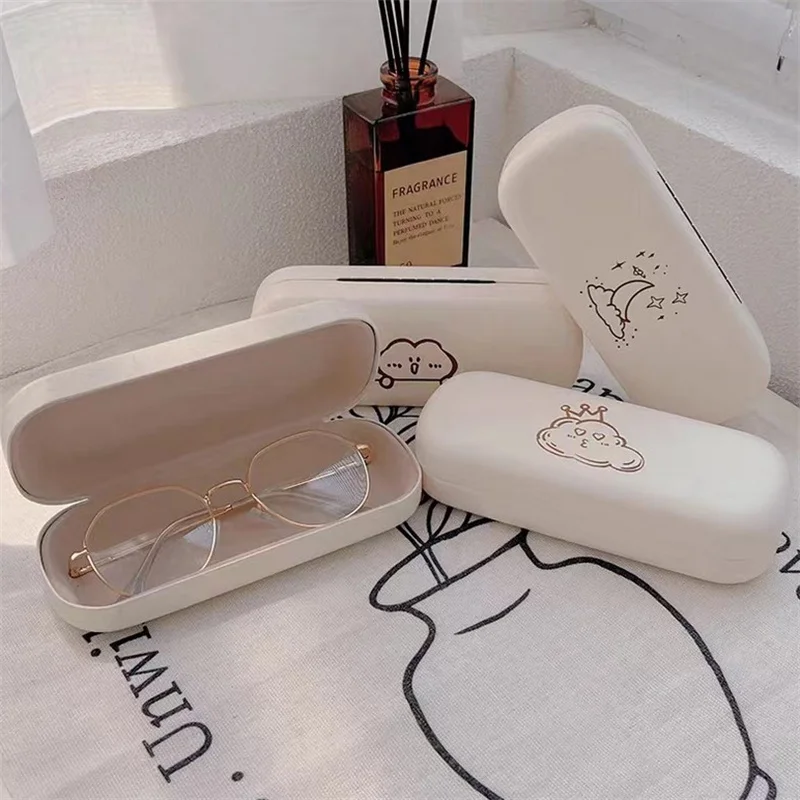 Portable Fold-able PU Glasses Case Cute Sunglasses Myopia Glasses Storage Box Travel Student Simple Sunglasses Box Storage Box