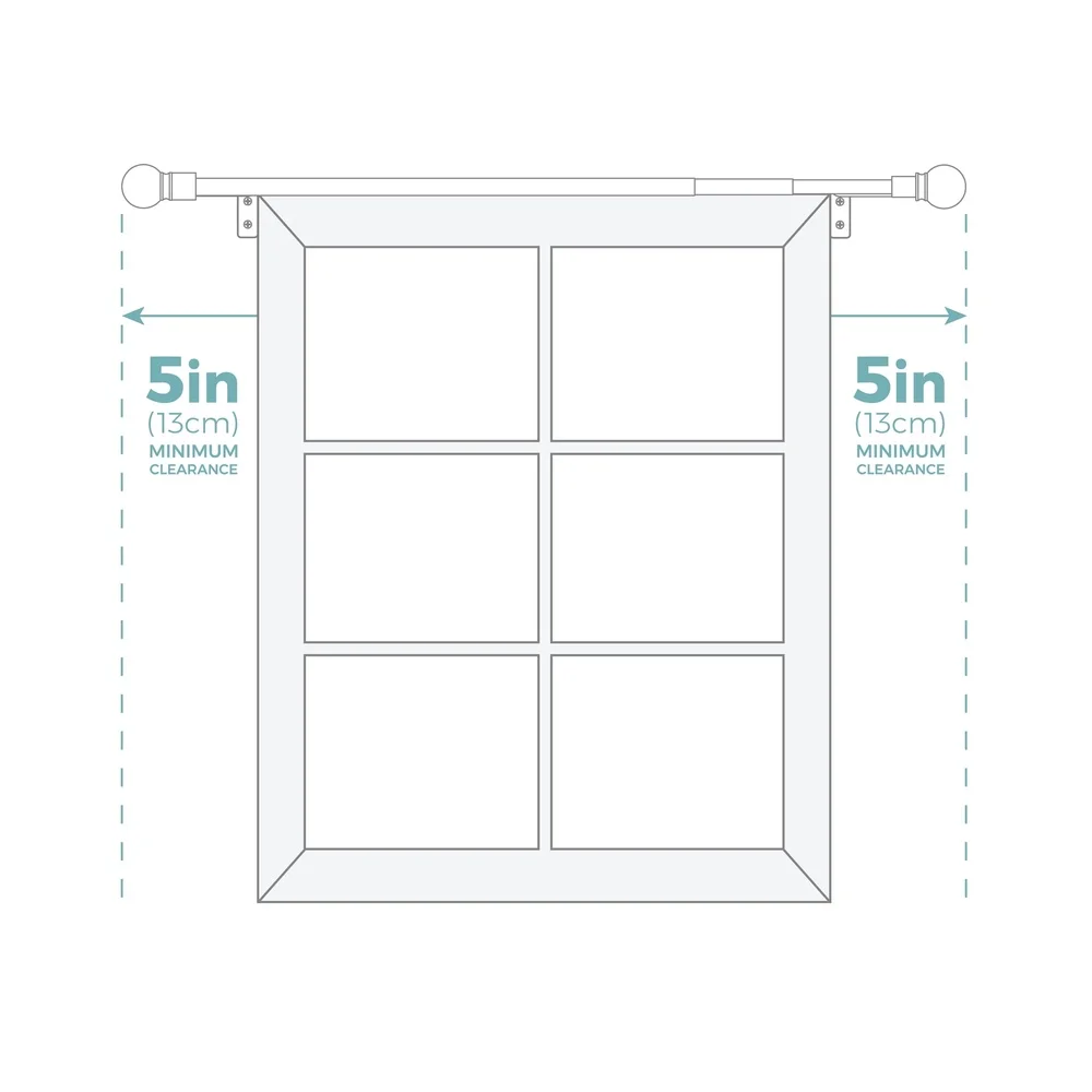 Adjustable Wall Mount Café Window Curtain Rod 48 to 120 Inch Easy Install Brushed Nickel Decorative Rod Perfect Leveling System