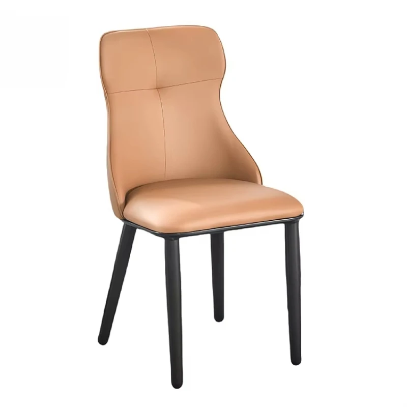 

Light luxury metal frame dining chair, leather upholstery, modern design, suitable for home, hotel, bedroom and restaurant use