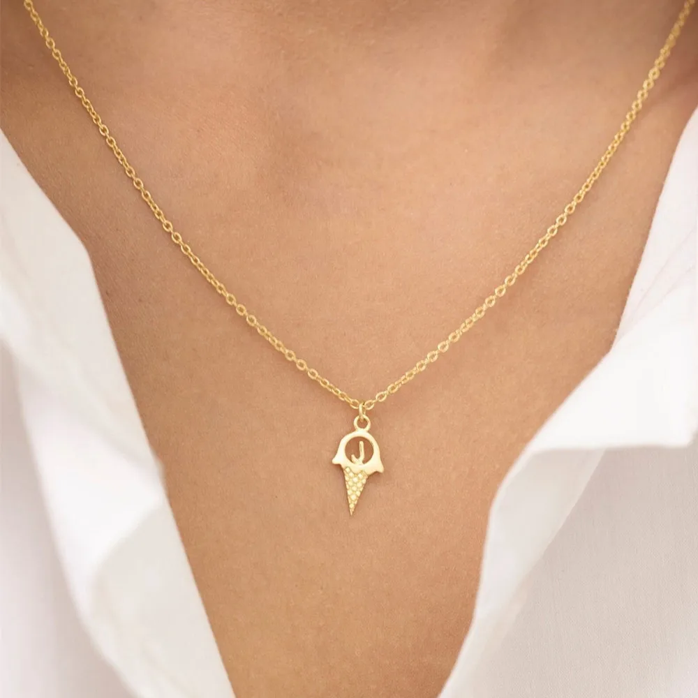 Custom Fashion Hollow Ice Cream Necklace Personalized A-Z Initial Name Neckalces Summer Women Dress Jewelry Accessories