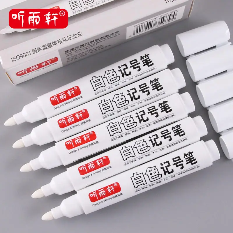 4/1pcs For Tyre White Marker Pen Oily Waterproof Plastic Large Capacity With Thick Head Writing Drawing Graffiti Stationery