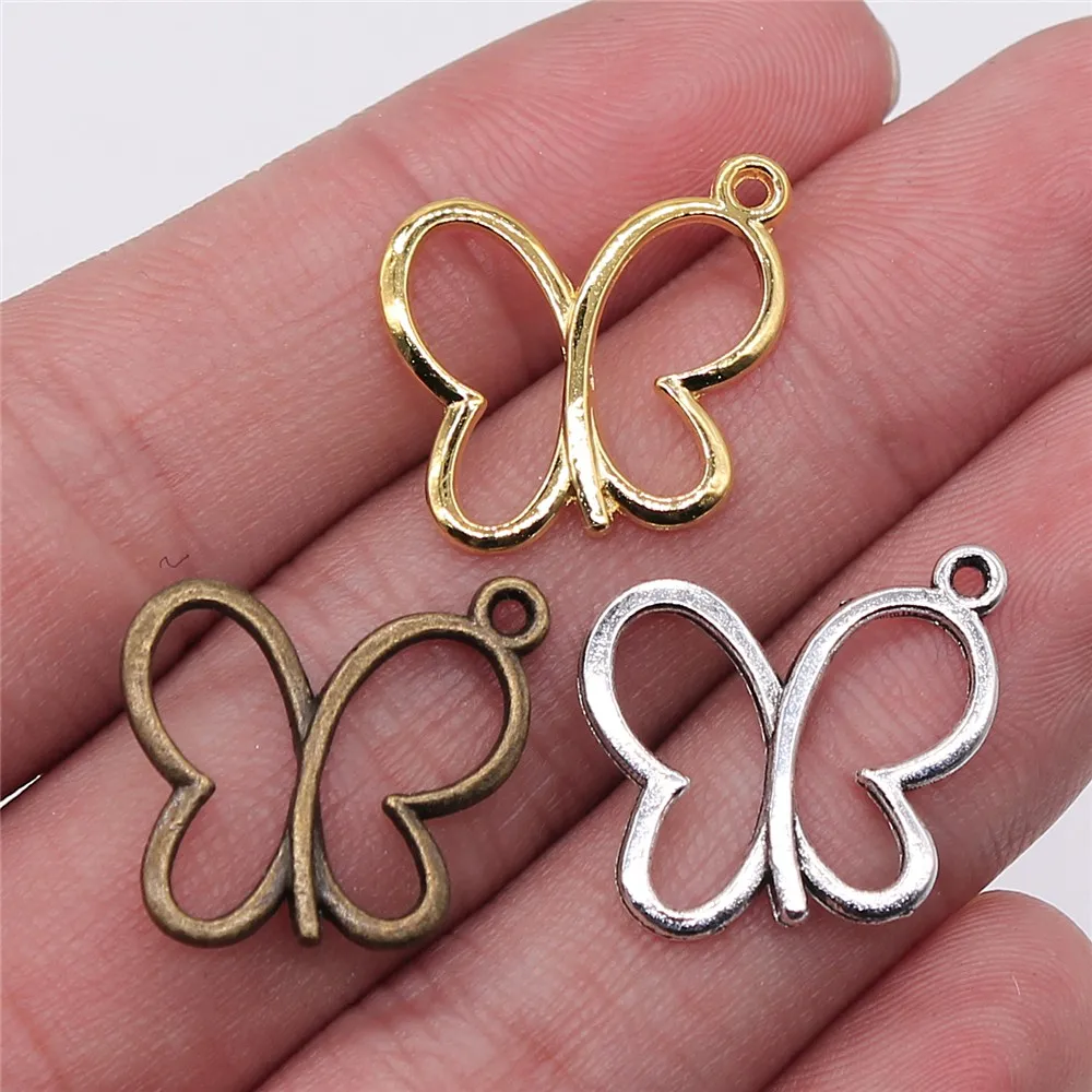 WYSIWYG 20pcs 20x19mm Gold Color Hollow Butterfly Charms Jewelry Accessories For Jewelry Making