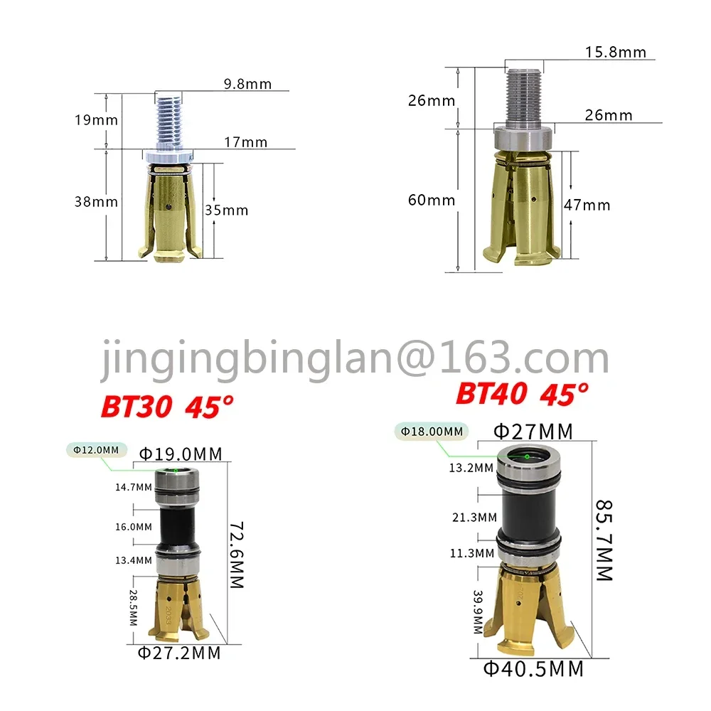 

BT30 BT40 45 Degrees Gripper External Internal Threaded Spindle Claw Clamp 4 Petal Pull Claw Tool Milling CNC Machine Center