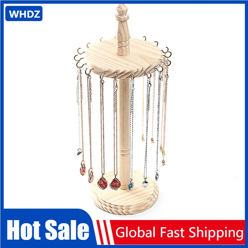 

Jewelry Display Rack Rotatable Pendant Scarf Necklace Headband Bracelet Rings Organizer Stand Holder 23 Hooks For Women