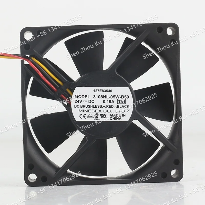 Original NMB 80X80X20MM 3108NL-05W-B59 DC24V 0.19A 8020 8cm three-wire frequency converter with cooling fan