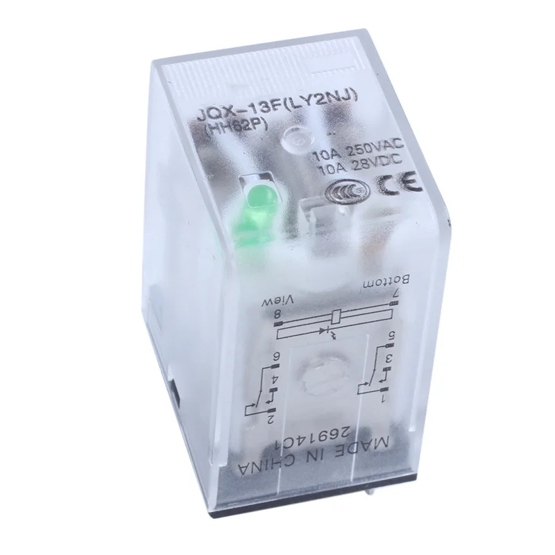 AS62 5X JQX-13F LY2 DC 12V Coil 8-Pin DPDT Green LED Electromagnetic Relay