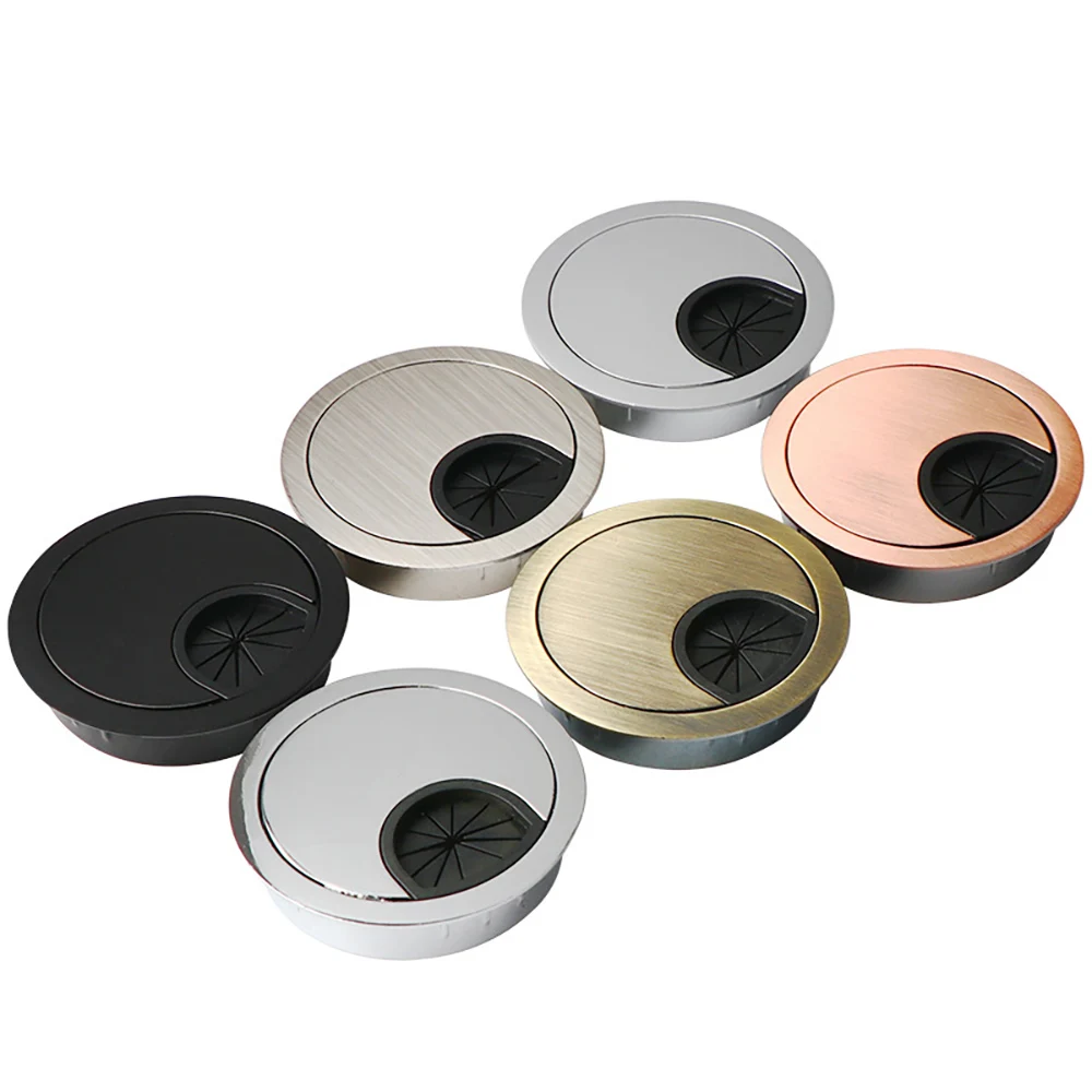 Zinc Alloy Round Table Hole Cover Computer PC Desk Cable Grommet Wire Outlet Port Holder in Multiple Sizes - 50/53/60/80mm