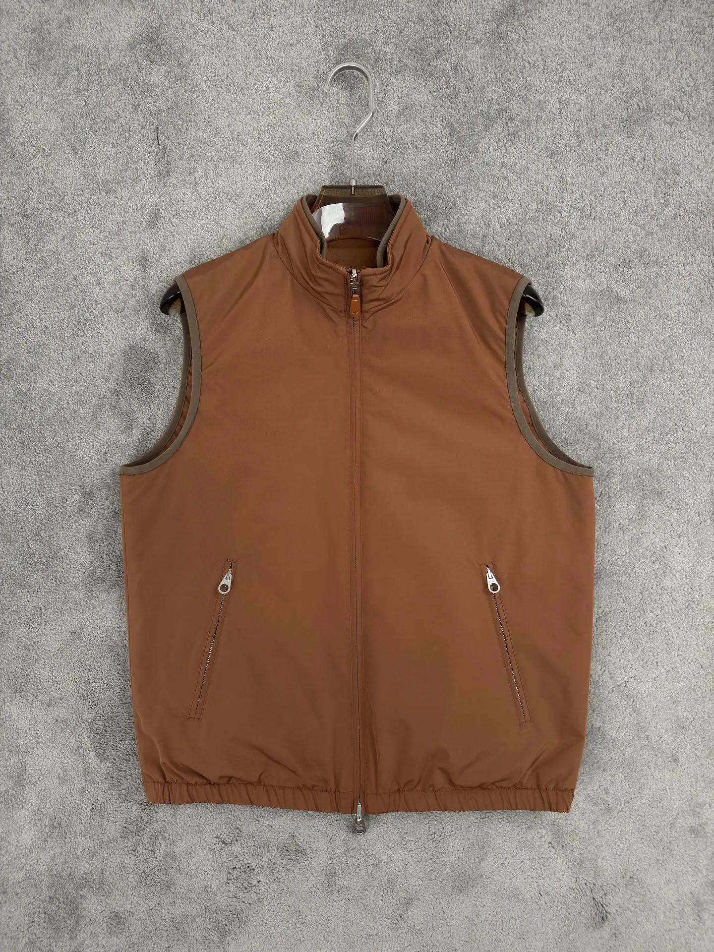 

Lao Qianfeng LP double-sided cotton-padded vest Italian 25 autumn and winter stand-up collar Lingge sleeveless cotton jacket