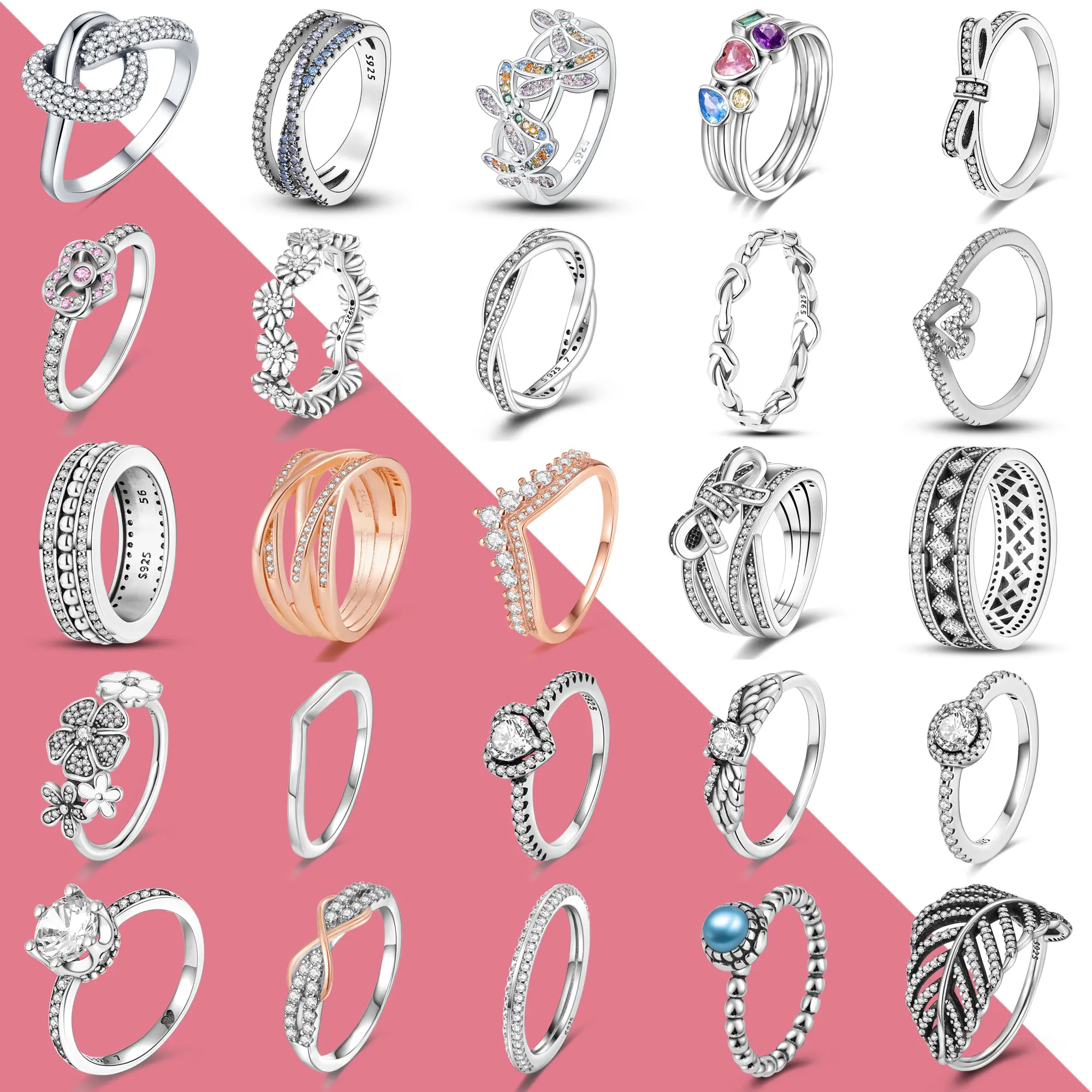 2024, кольцо на палец из стерлингового серебра 925 пробы, женские кольца, бесконечный цветок, принцесса на поперечном рычаге, обручальное кольцо в форме сердца, популярные ювелирные изделия Anillo 2024, кольцо на палец из стерлингового серебра 925 пробы, женские кольца, бесконечный цветок, принцесса на поперечном рычаге, обручальное кольцо в форме сердца, популярные ювелирные изделия Anillo