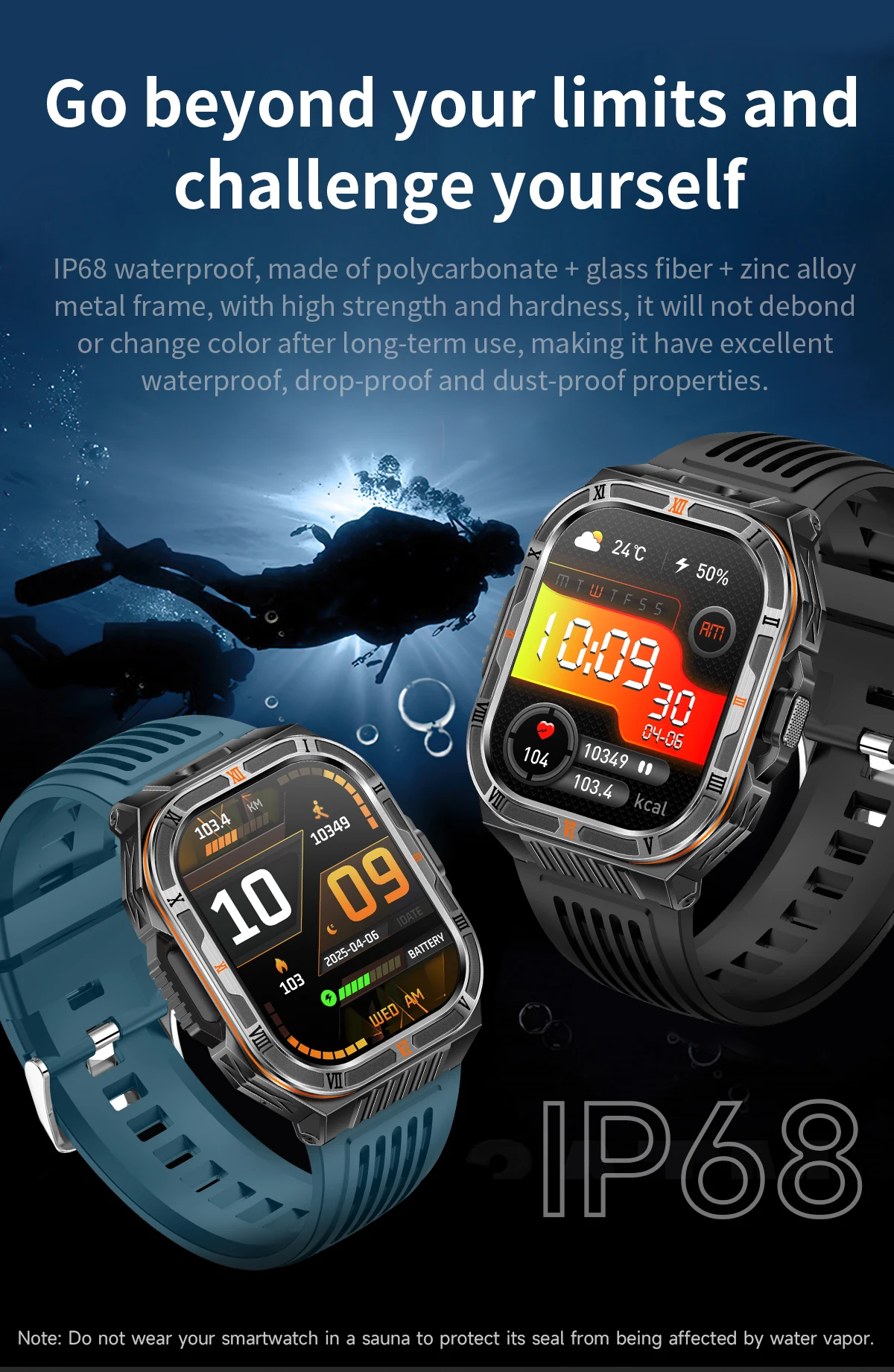 2026 New Military Grade Smart Watch Men 2.01" AMOLED Screen 3ATM Waterproof Simming Sports Fitness Tracker BT Call Smartwatches