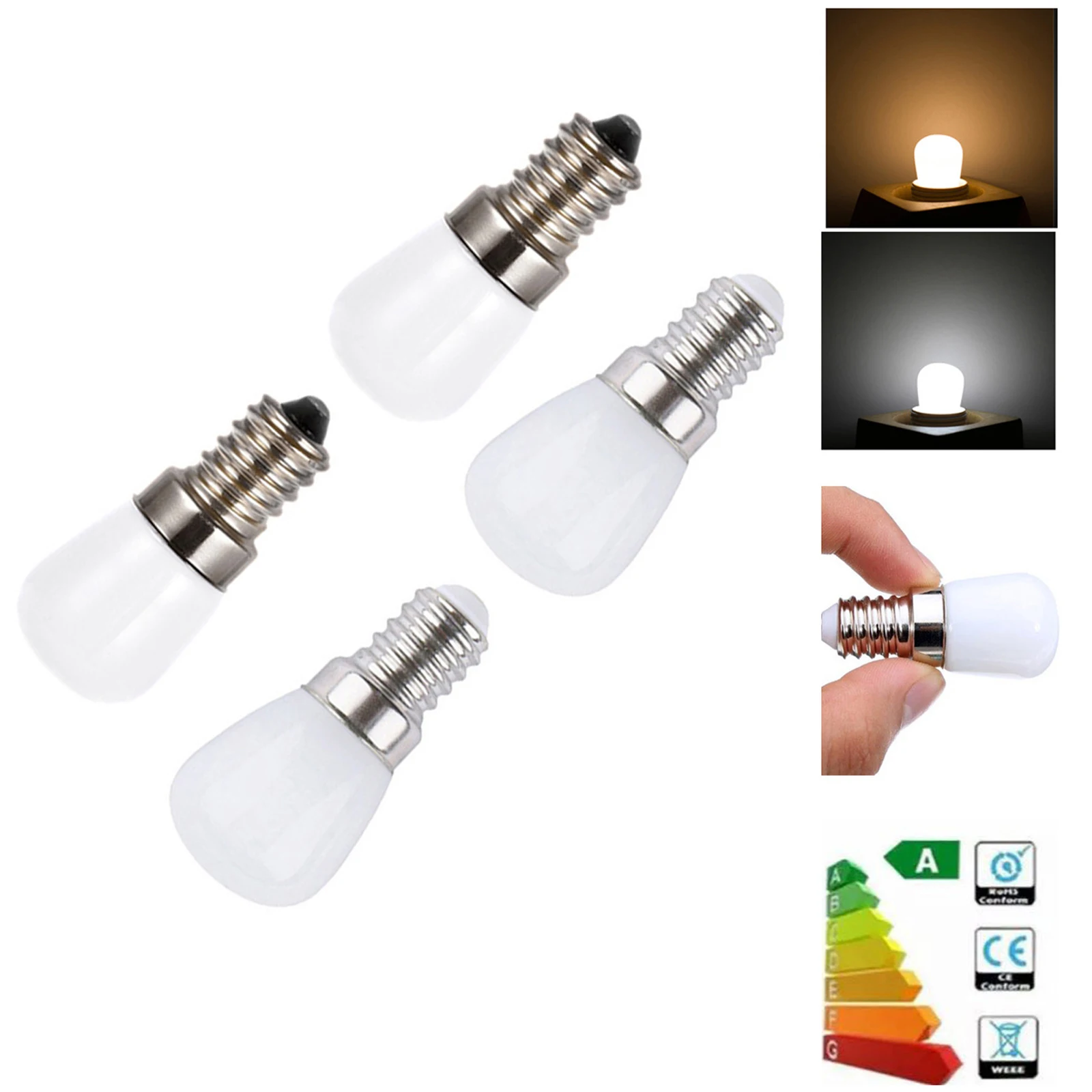 

4pcs 2W Led Fridge Light Bulb E14 E12 Cold Warm Ac 220V Dc 12V 24V Lights For Refrigerators Freezer Bulbs Indicator Lamps Screw