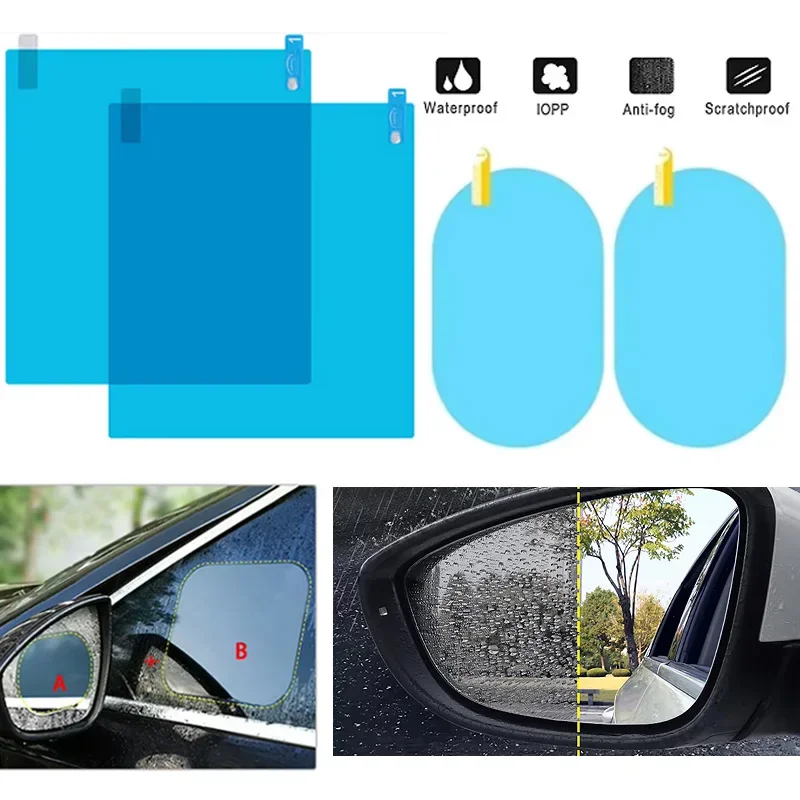 2PCS Anti Fog Car Mirror Window Films Side Rearview Mirror Protective Films Anti Water Mist Rainproof Hydrophobic Auto Stickers