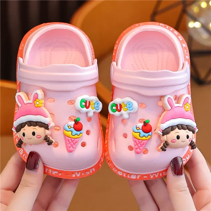 Kids Summer Outdoor Slippers Girl Baby Cartoon Cute Boy Antiskid Light Slippers Children Boys Cute Icecream Sandals