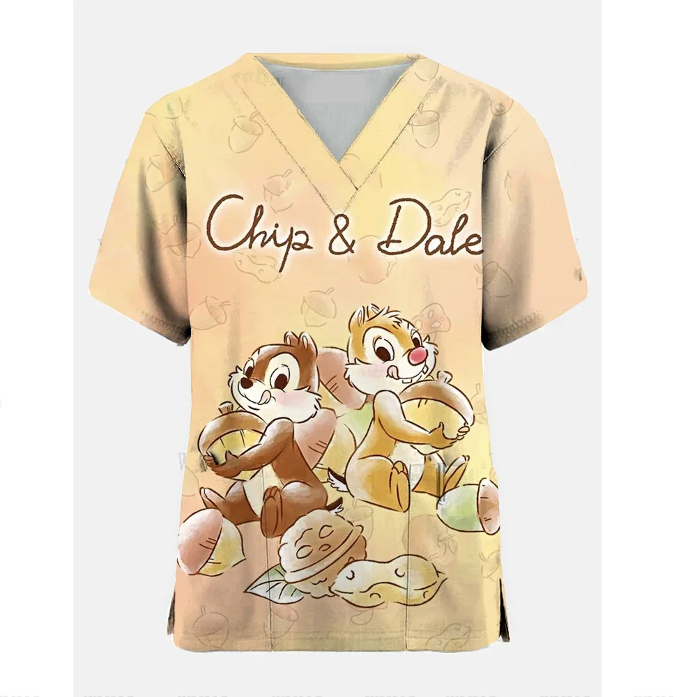 Nursing Uniform Disney Chip \'N\' Dale Dental Hospital Medical Scrubs Tops Pet Grooming Veterinary Supplies Nurse Women Uniforms