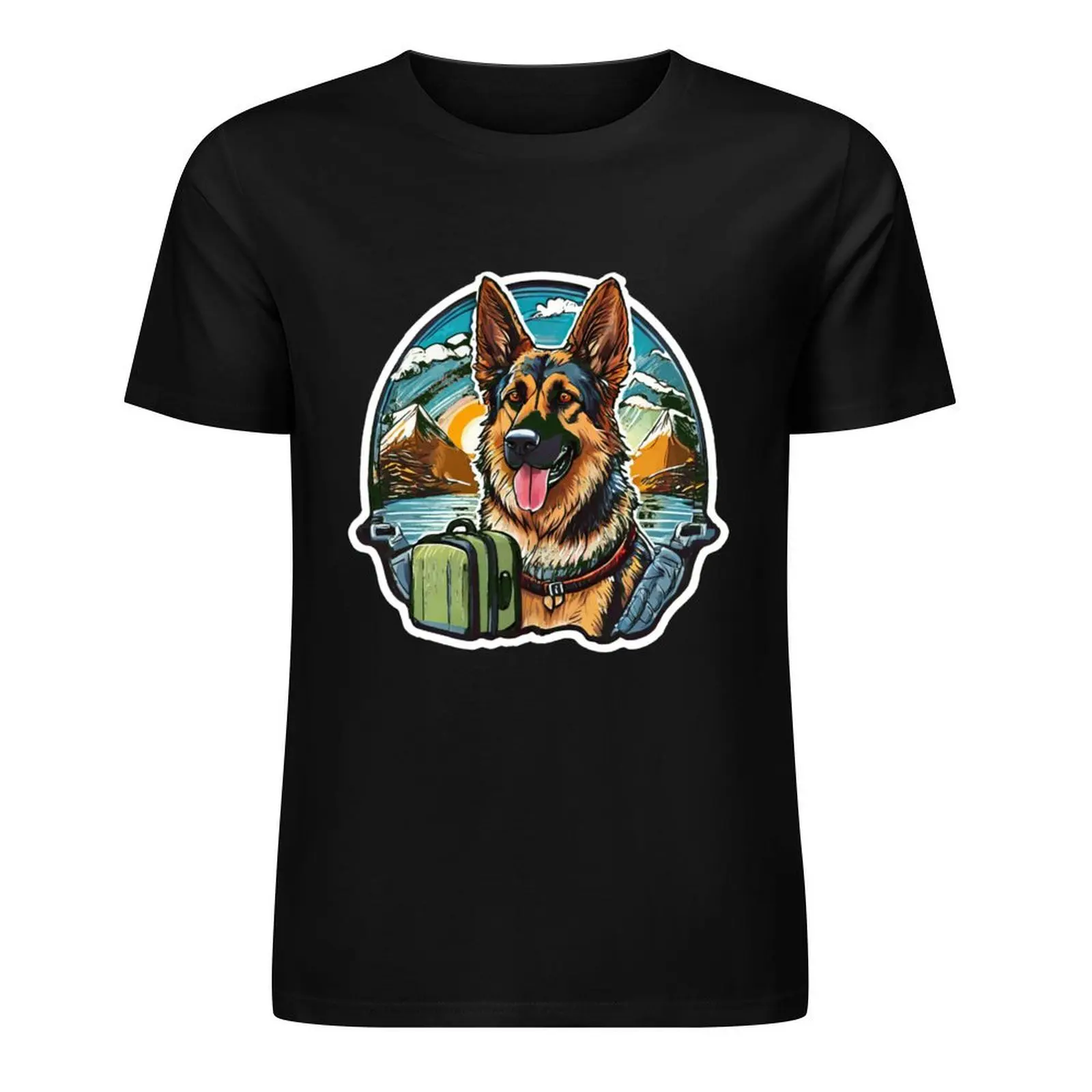 

Retro German Shepherd Travel Stickers – Vintage Travel Adventures T-Shirt plus size tops graphic tee shirt cotton t shirt men