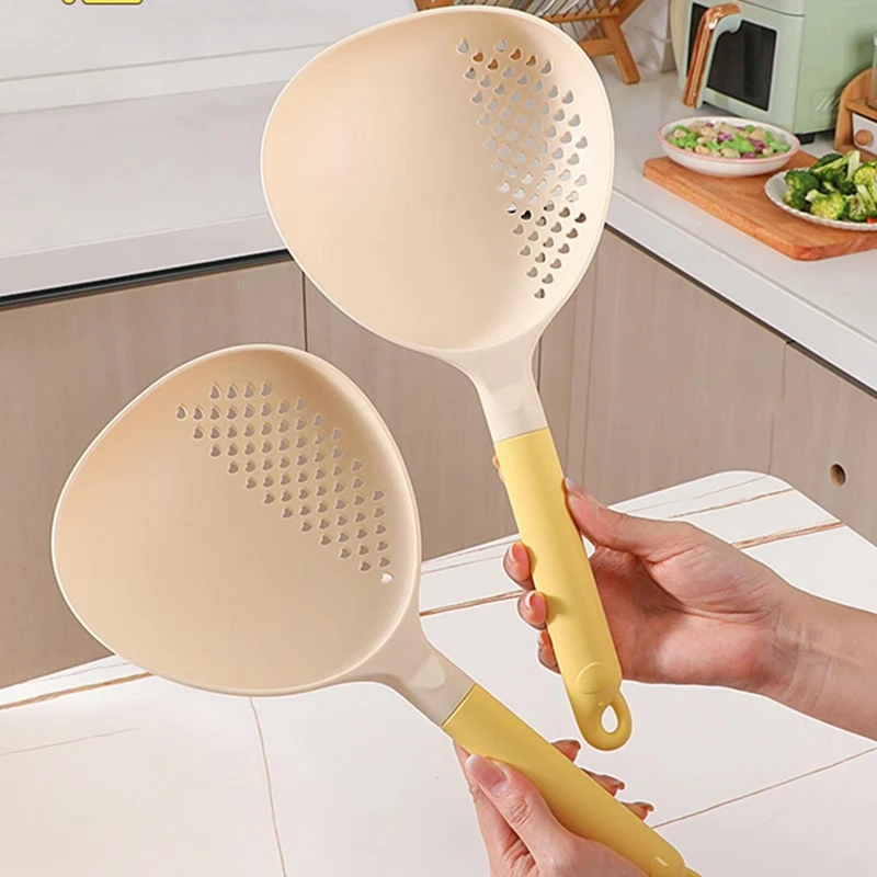 Big Spoons for Cooking Silicone Handle Ladle with Holes Perforated Soup Spoons Kitchen Utensils for Serving Restaurant