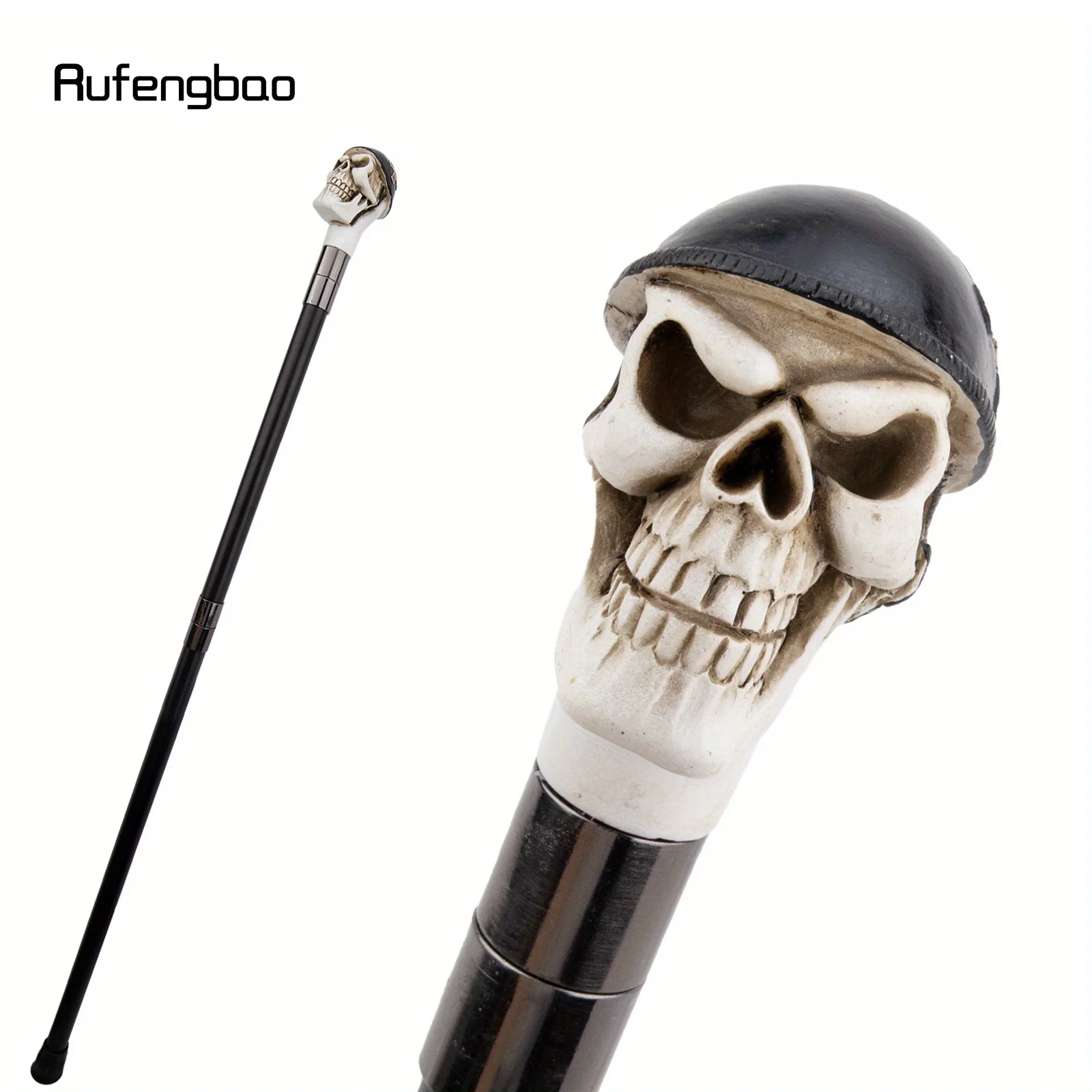 White Resin Helmet Skull Head Cane Fashion Decorative  Stick Cane Halloween For Cosplay And Parties, For Cosplay & Party