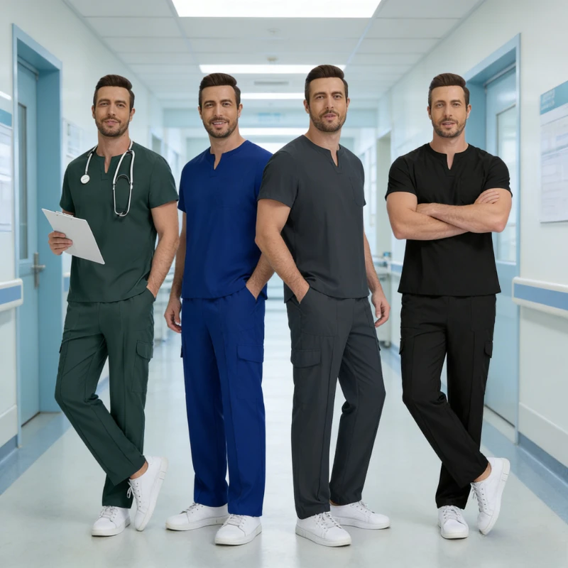 solid-color-large-size-medical-workwear-for-men-comfortable-scrubs-suitable-for-hospital-lab-clinic-dental-and-veterinary-staff