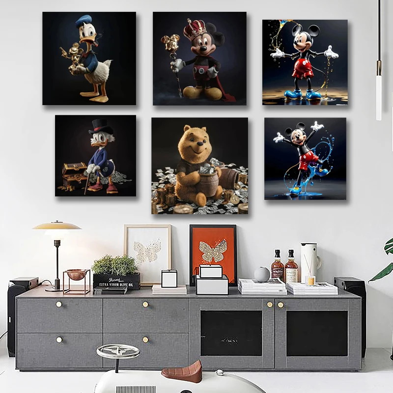 

Miniso Disney Fun Mickey Mouse Wall Art Poster Canvas Painting King Duck Pictures Printing Living Room Bedroom Home Decor Gifts