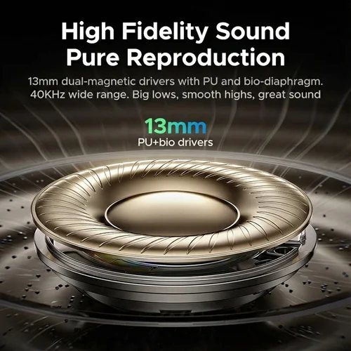 Imagen 2 del producto Audífonos Inalámbricos ANC con Cancelación Activa de Ruido, Bluetooth, Hi-Fi Estéreo, 24H de Reproducción, Baja Latencia, Micrófono para Deportes y Running