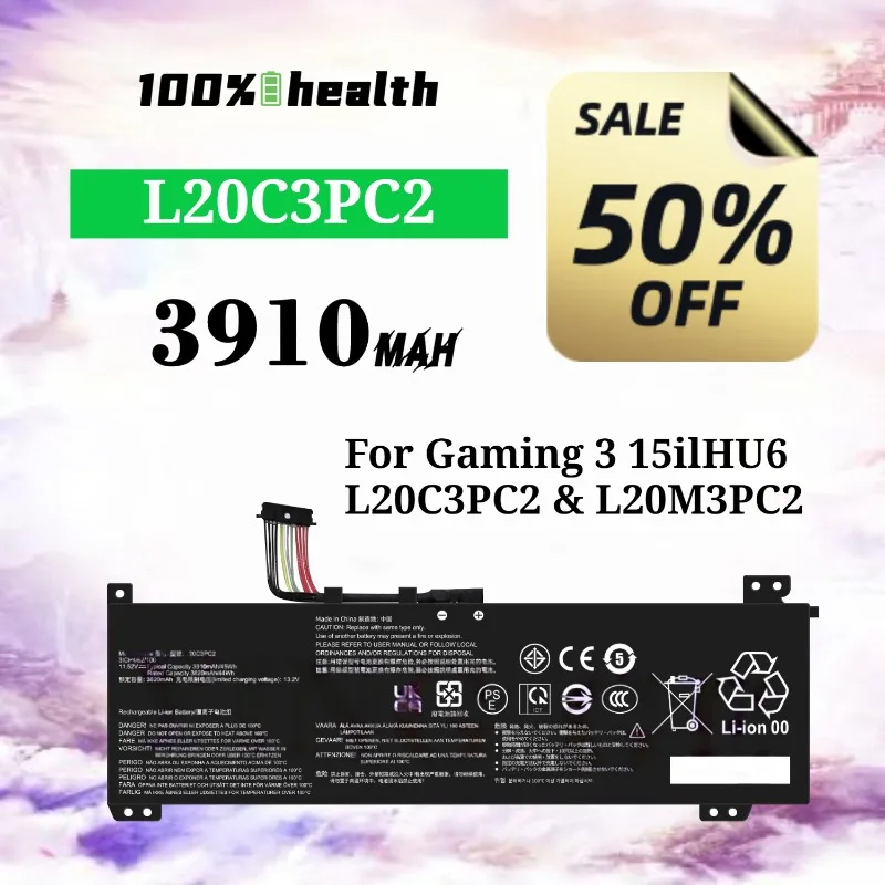 

L20C3PC2 3910mAh Laptop Battery for Lenovo Gaming 3 15iIHU6/L20M3PC2 Lithium Rechargeable Battery
