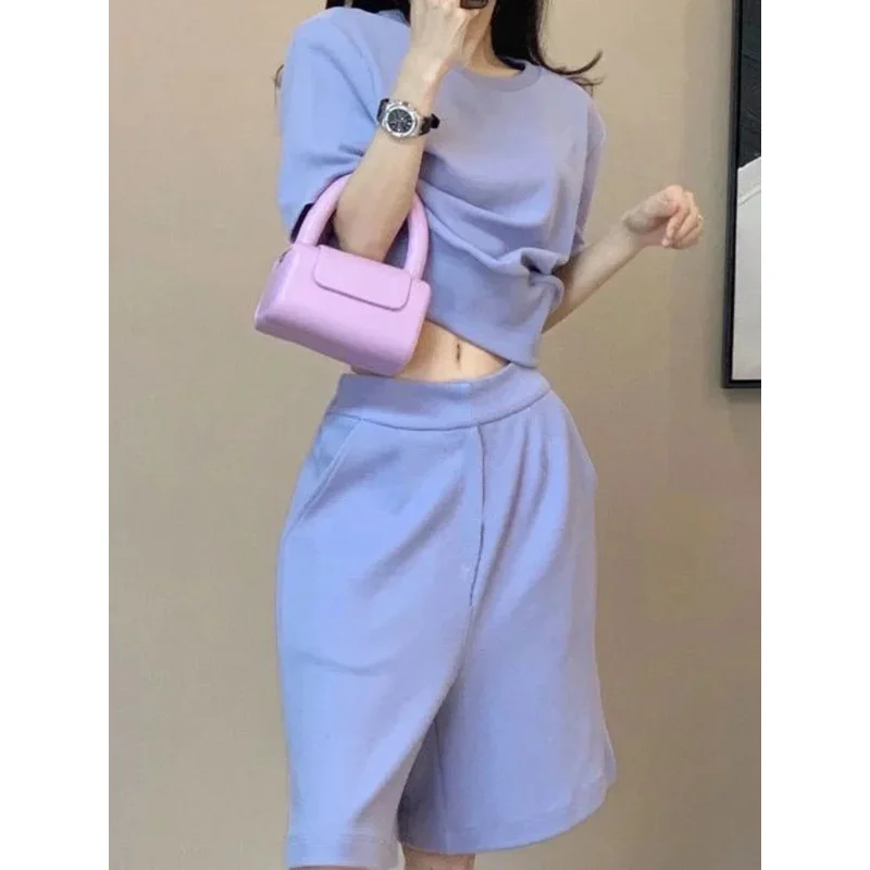 Xgoth, pantalones cortos elegantes para mujer, traje de dos piezas/una sola pieza para mujer, novedad de verano, camiseta de manga corta a la moda, pantalones cortos deportivos informales