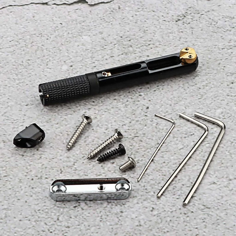 New Single Set Saddle Headless Electric Guitar Bridge Tailpiece With Wrench For Headless Electric Guitar Black image 4