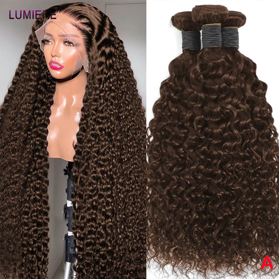 

Шоколадно-коричневые глубокие вьющиеся водные пучки человеческих волос Джерри Вьющиеся плетения 100% натуральные пучки человеческих волос Оптовая продажа