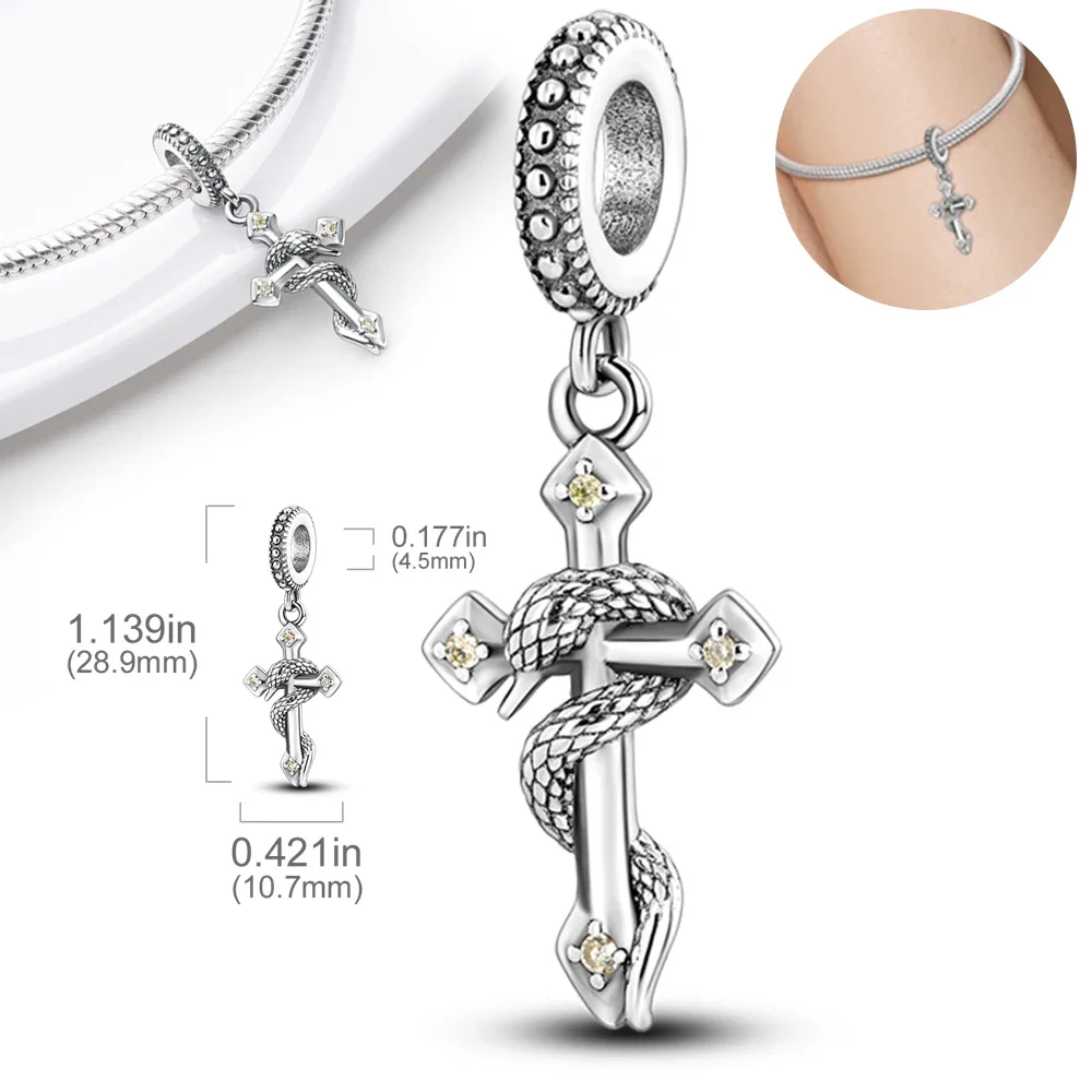 925 Silver Charms Religion Heart Lucky Eye Cross Beads For Original Bracelet Making Pendant for Women Fine Jewelry gifts