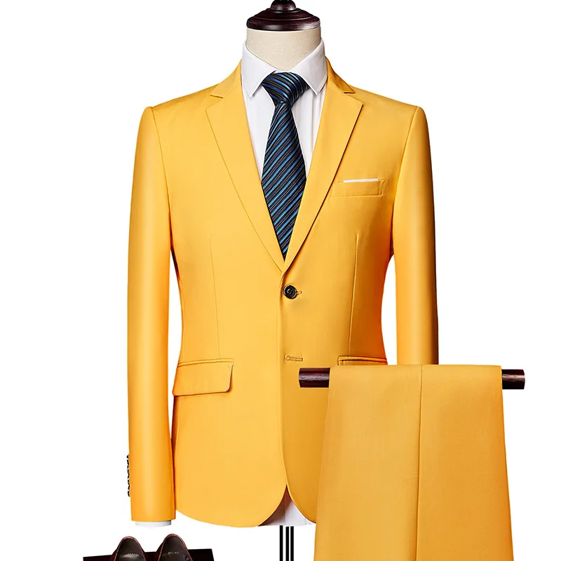 Custom men's 2-piece slim-fit suits, two-button blazers, tuxedos, wedding and prom business suits