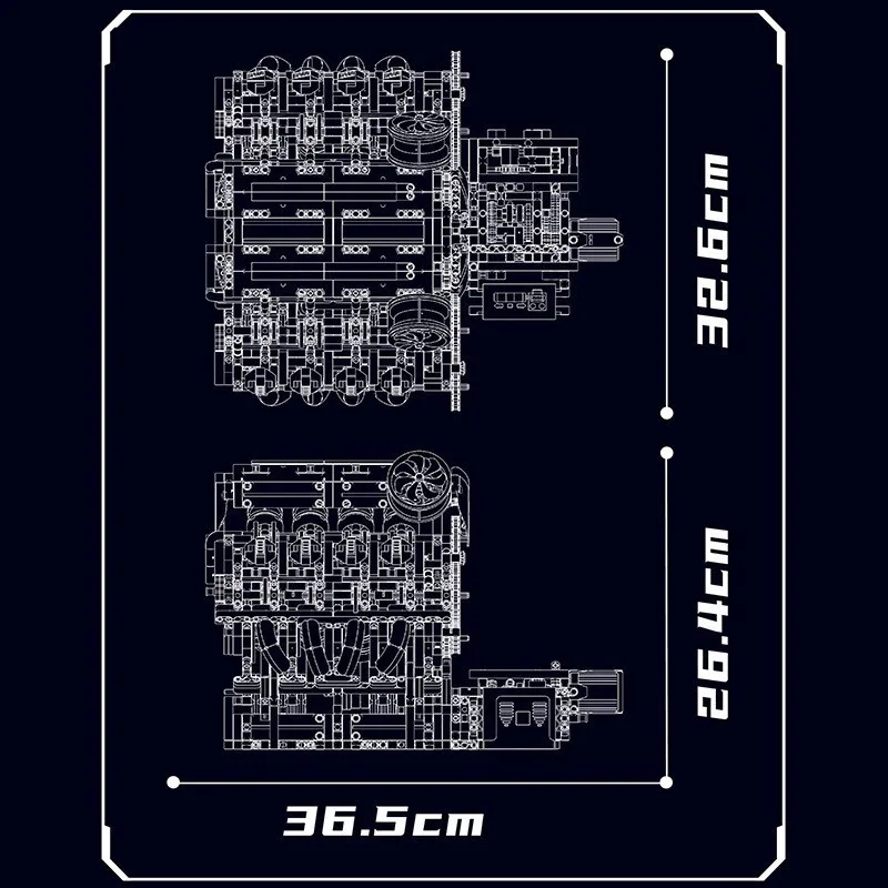2718 個 V8 エンジンブロック構築おもちゃセット男の子用機械動力建設キット車の組立モデルディスプレイピース