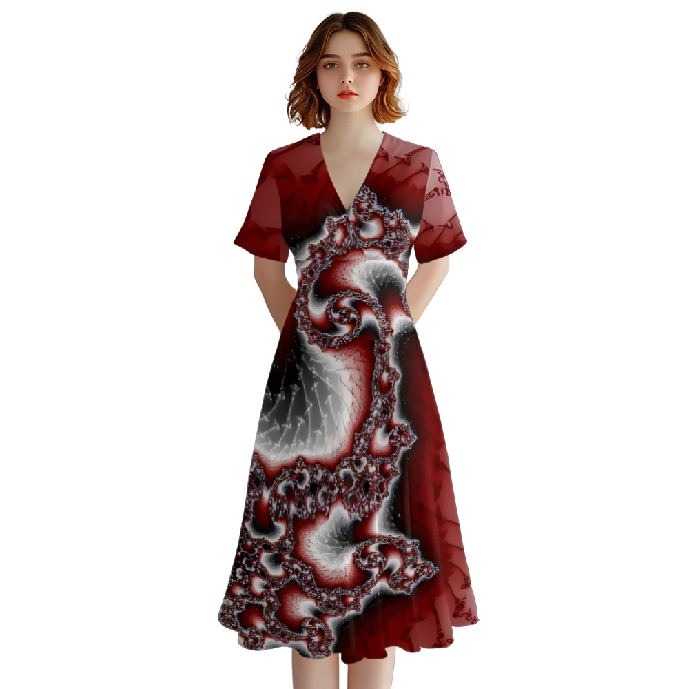 Summer Dress Stylish Party Fashion Retro Women V Neck A-Line Dresses Maxi Dress Streetwear Dresses Girl Vestido Elegant Robe