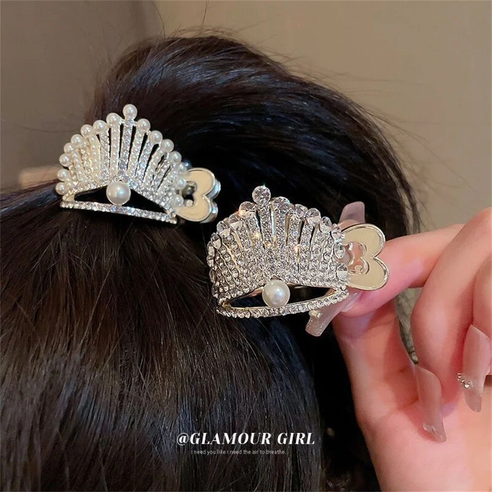 Fashion Zircon Pearl Metal Hair Claw High Ponytail Holder for Women Girls 2022 New Trendy Korea Luxury Hair Clip Accessories