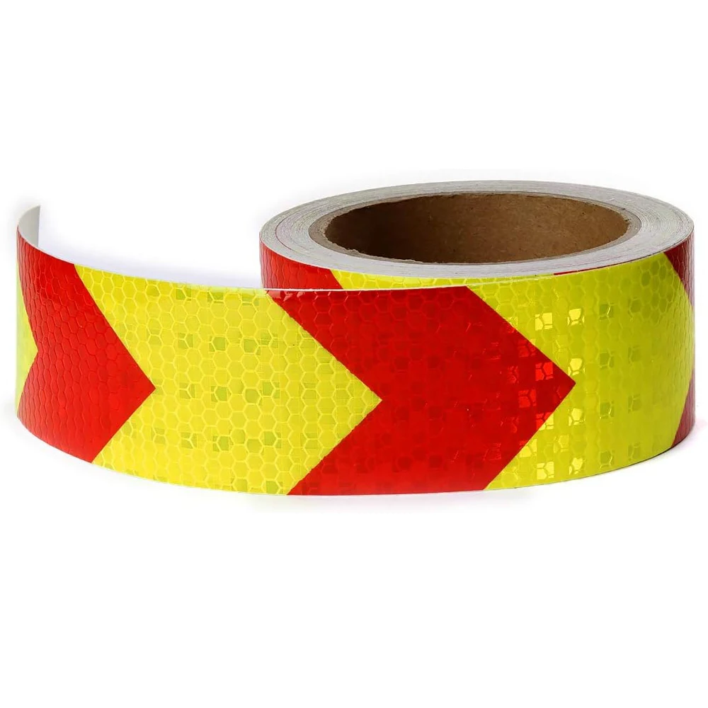 Warning Tape High Visibility Reflective Tape Red and Yellow Dual-Color Industrial Warning Tape Heavy-Duty Hazard Warning Safety Adhesive Tape Suitable for Outdoor Use 2inch × 33 Feet