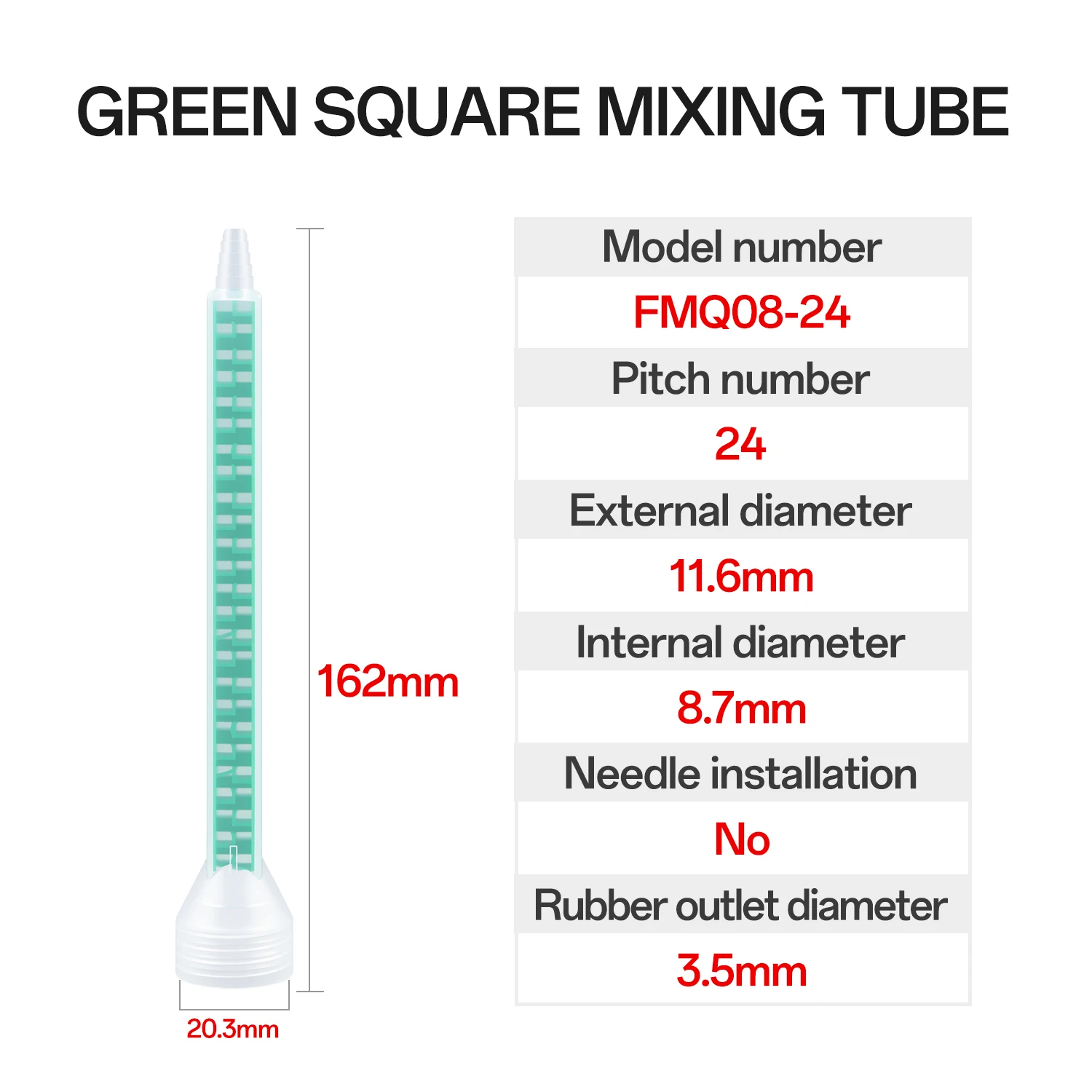 10/20/30/個正方形静的混合ノズルエポキシ混合ノズル FMQ08-24 混合チューブ AB グルーガン手動アプリケーター