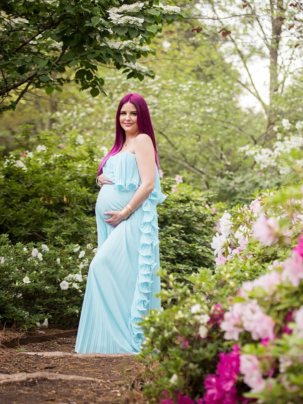 

2025 Elegant Maternity Photoshoot Dress French Chiffon Pregnancy Gown Off-shoulder Waist for Baby Shower Prenatal Photography