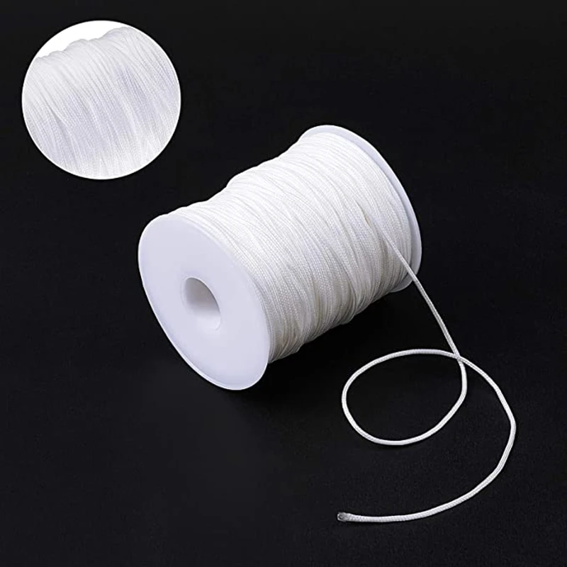 1.8 mm × 100 Yards/Roll Braided Lift Shade Cord - White Polyester Shade Blinds Pull String Rope for Aluminum Blinds Windows, Rom
