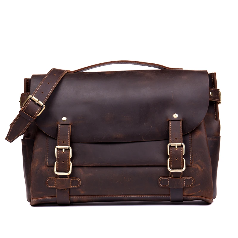 2025 New Genuine Leather Men Handbags Business 15.6