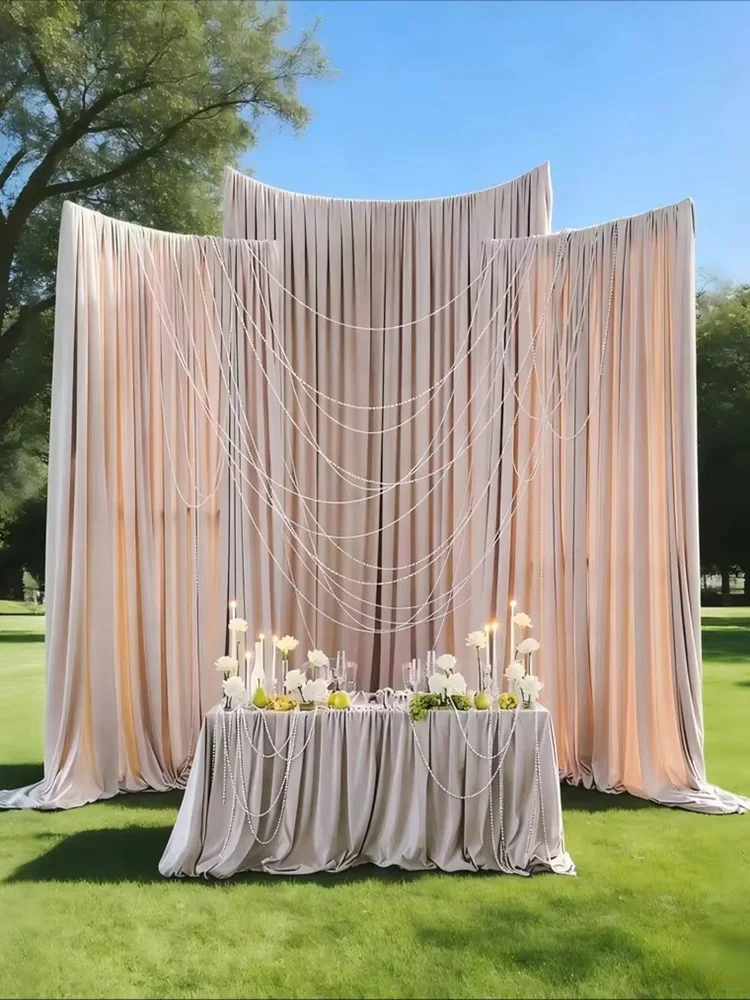 Halbkreisförmiger Kristallbogen-Hochzeitshintergrundständer mit Perlenvorhang, dekorative Bühnen-Party-Requisiten, Blumenrahmen für Geburtstags-Hintergrund – Detail 2
