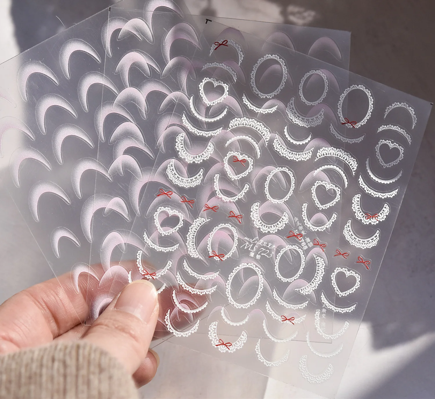 

1Pcs Retro French Gradient Crescent Moon Arc Geometric Halo Dyeing Nail Art Stickers Manicure Decals Vintage Nail Decoration ﻿